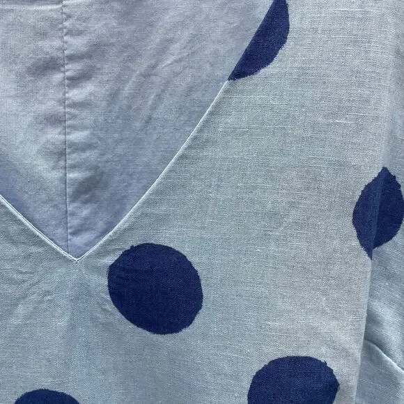 Boden Lois Linen Blend Blue Polka Dot Sleeveless Fit & Flare Dress Size 6R - Picture 4 of 12